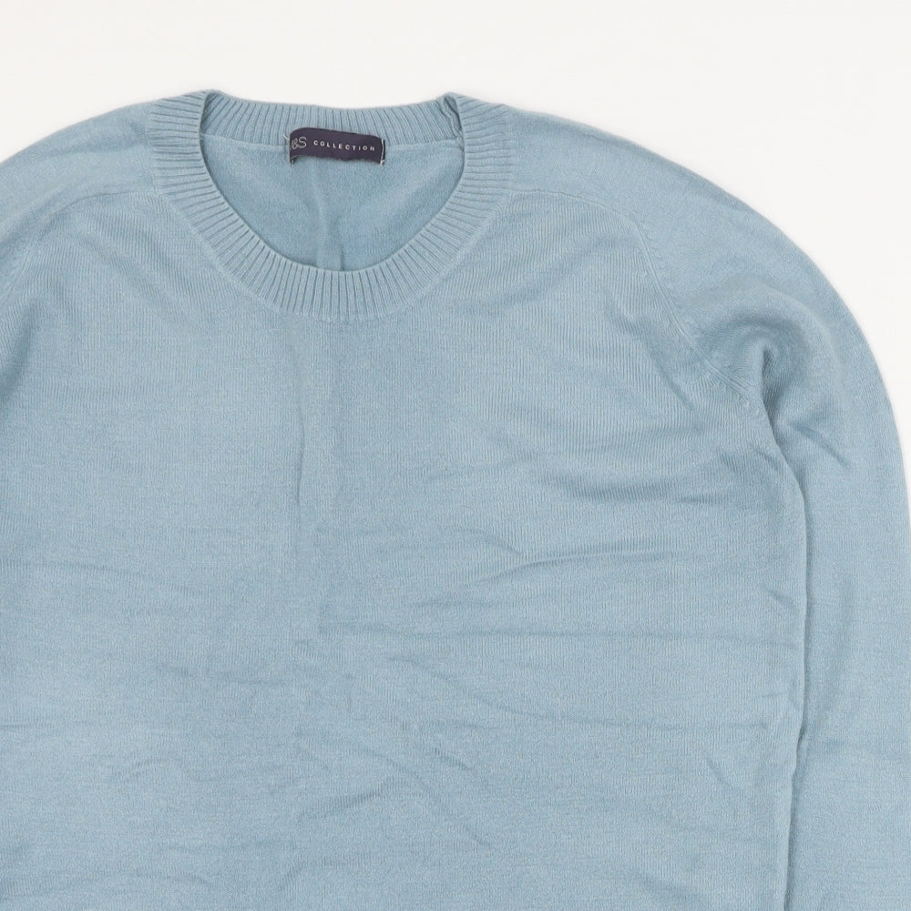 Marks and Spencer Womens Blue Round Neck  Acrylic Pullover Jumper Size 12