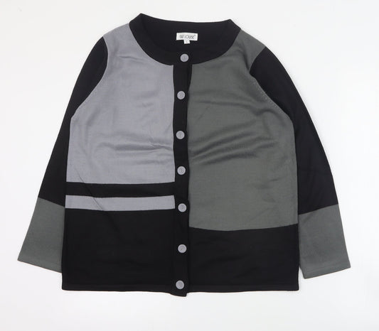 Fay Louise Womens Grey Round Neck  Acrylic Cardigan Jumper Size L