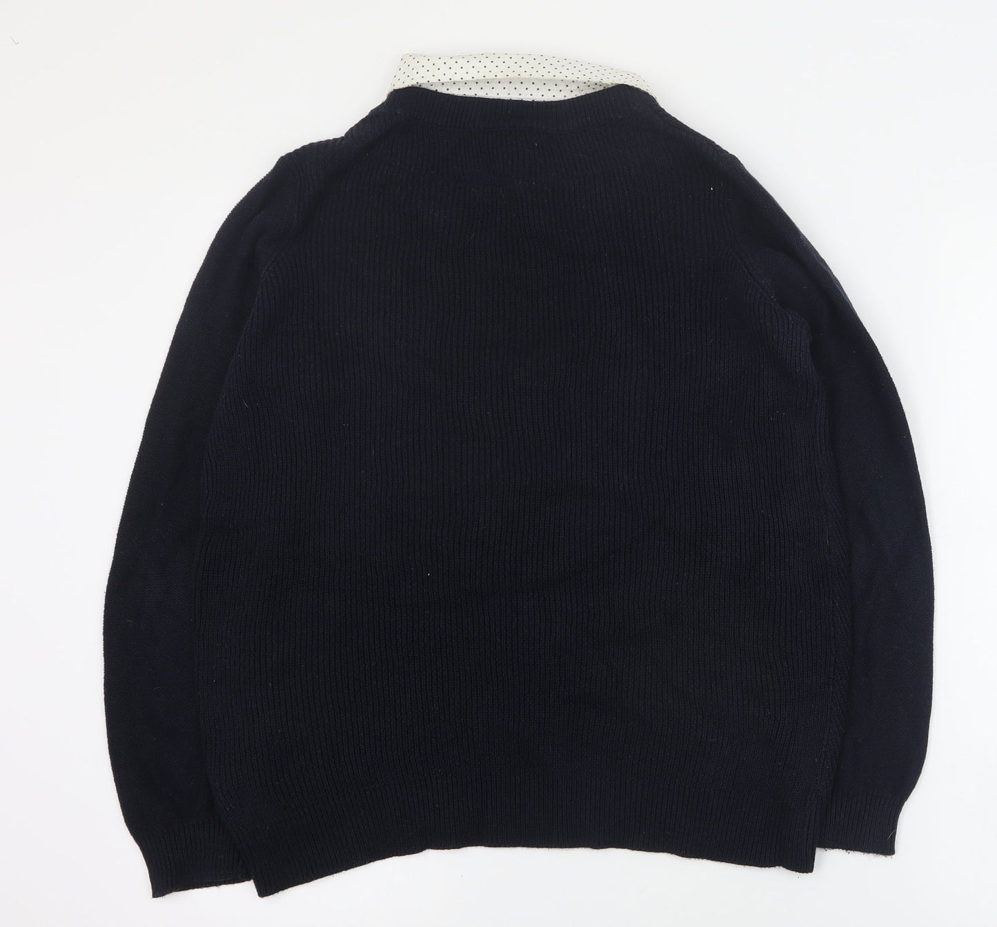 Per Una Womens Black Collared  Cotton Pullover Jumper Size 12