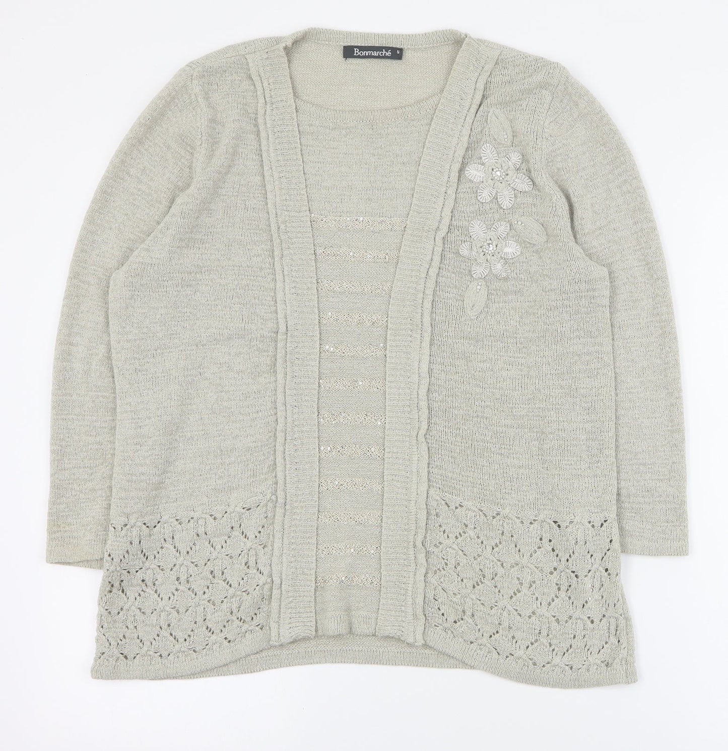 Bonmarche Womens Beige Round Neck  Acrylic Pullover Jumper Size S