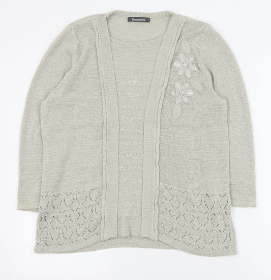 Bonmarche Womens Beige Round Neck  Acrylic Pullover Jumper Size S