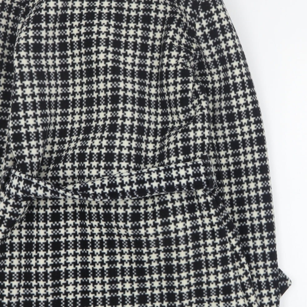 Eivissa Womens Black Houndstooth  Pea Coat Coat Size S  Button