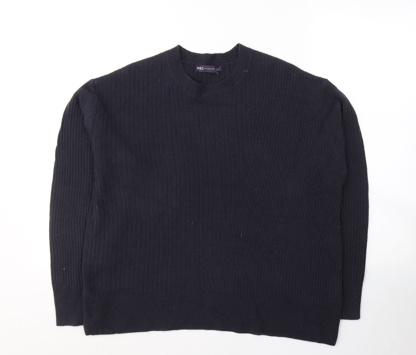 Marks and Spencer Womens Blue Round Neck  Acrylic Pullover Jumper Size 12