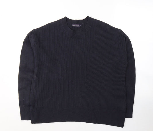 Marks and Spencer Womens Blue Round Neck  Acrylic Pullover Jumper Size 12