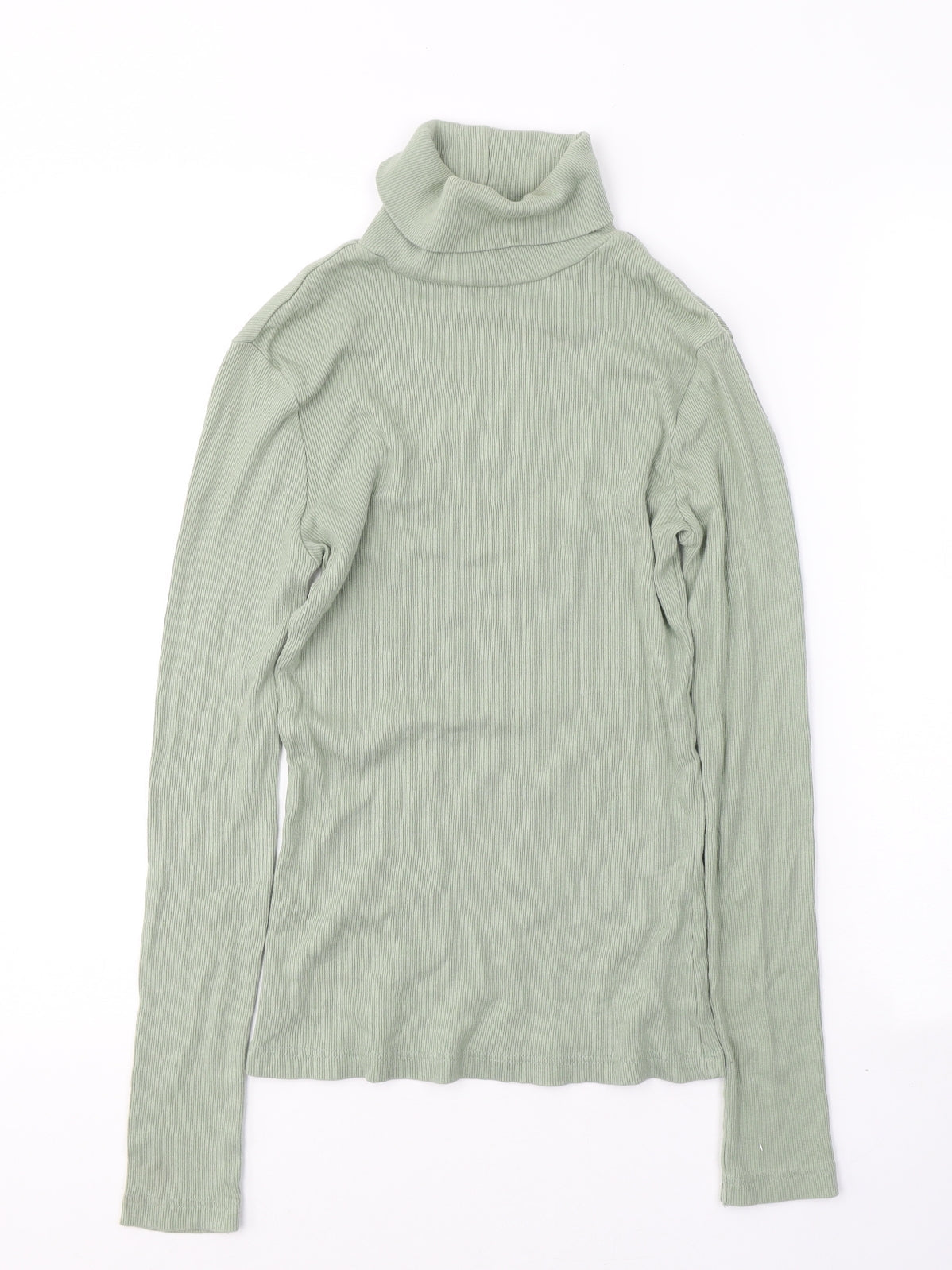 River Island Womens Green  Cotton Jersey T-Shirt Size 8 Roll Neck
