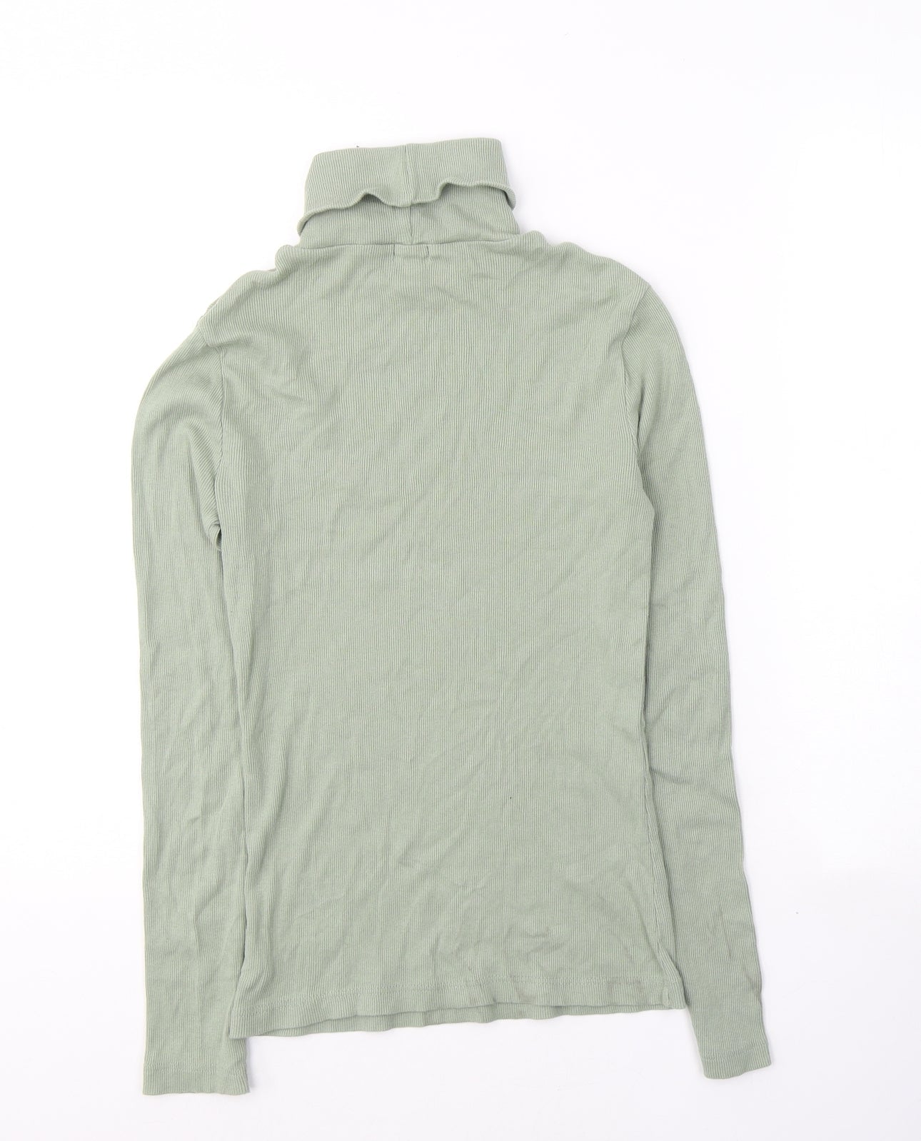 River Island Womens Green  Cotton Jersey T-Shirt Size 8 Roll Neck