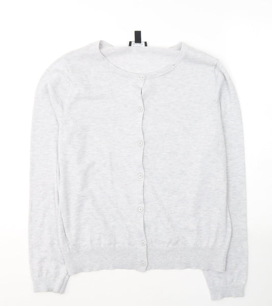 New Look Womens Grey Round Neck  Viscose Cardigan Jumper Size 16
