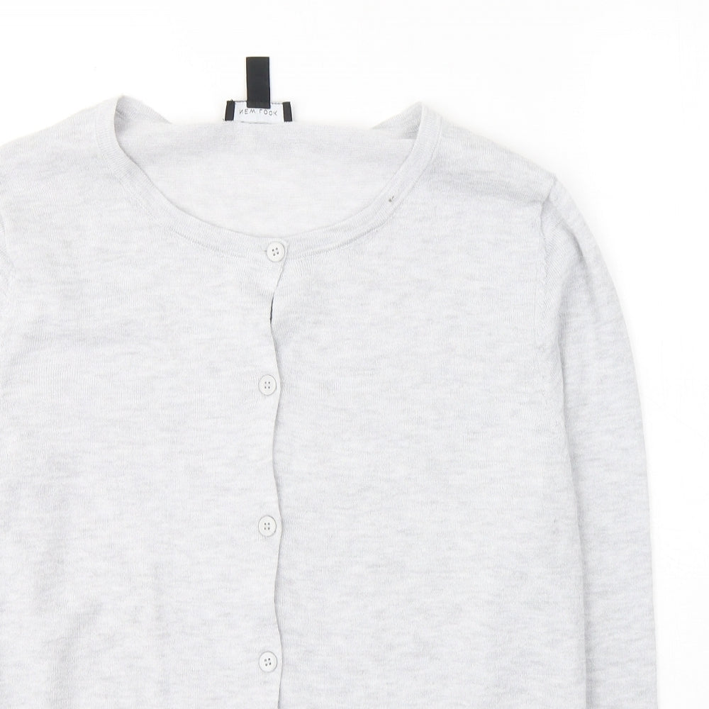 New Look Womens Grey Round Neck  Viscose Cardigan Jumper Size 16