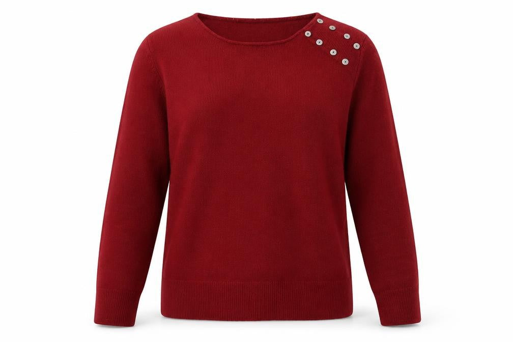 M&Co Womens Red Round Neck  Acrylic Pullover Jumper Size M