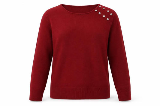 M&Co Womens Red Round Neck  Acrylic Pullover Jumper Size M