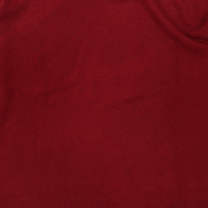 M&Co Womens Red Round Neck  Acrylic Pullover Jumper Size M