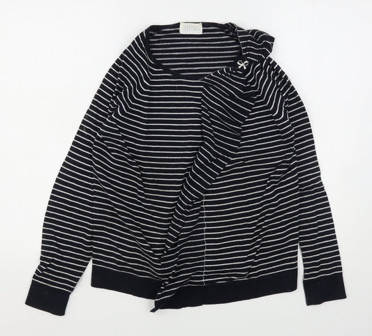 Savida Womens Blue Round Neck Striped Cotton Pullover Jumper Size M