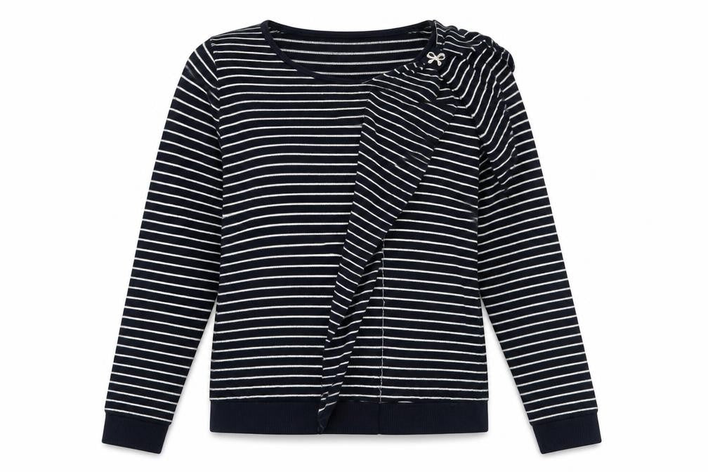 Savida Womens Blue Round Neck Striped Cotton Pullover Jumper Size M