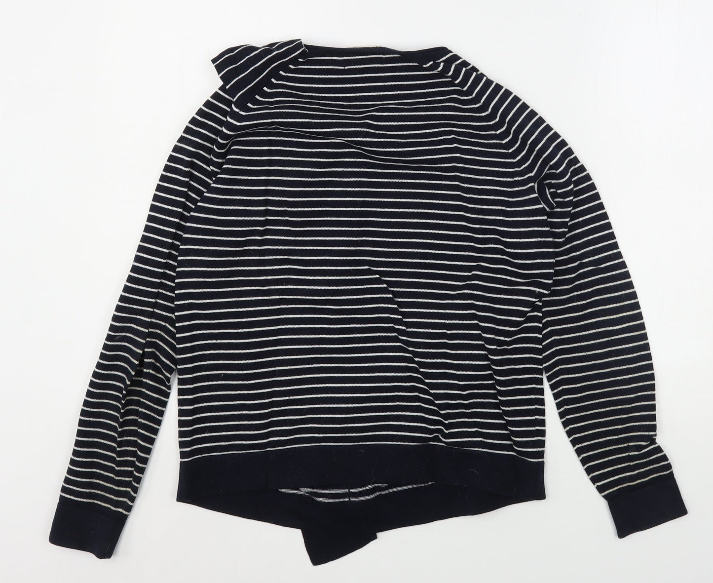 Savida Womens Blue Round Neck Striped Cotton Pullover Jumper Size M