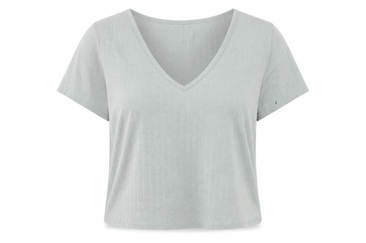 New Look Womens Green  Polyester Cropped T-Shirt Size 18 V-Neck