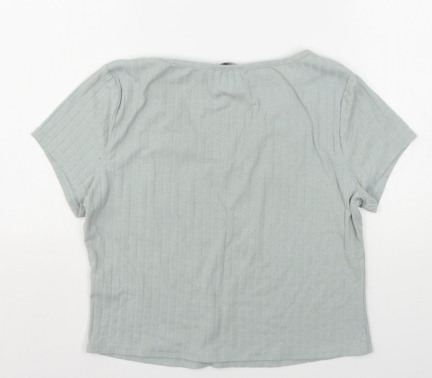New Look Womens Green  Polyester Cropped T-Shirt Size 18 V-Neck