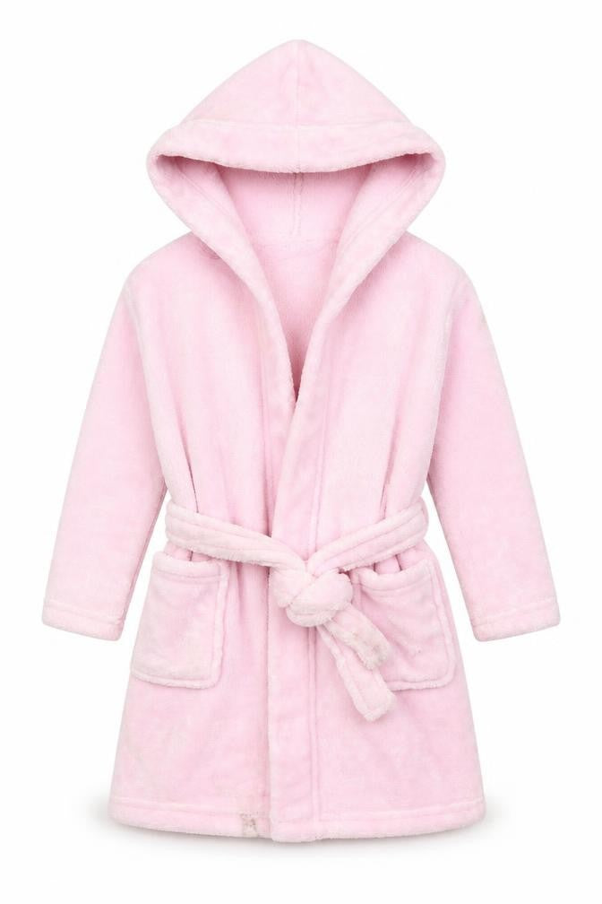 PJ Collection  Girls Pink Solid Polyester Kimono Gown Size 3-4 Years