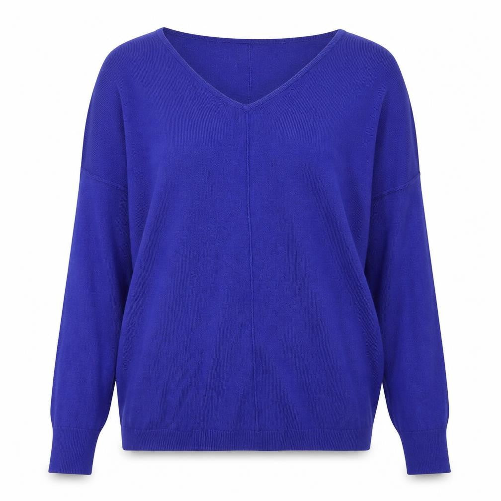 South Womens Blue V-Neck  Viscose Pullover Jumper Size 12