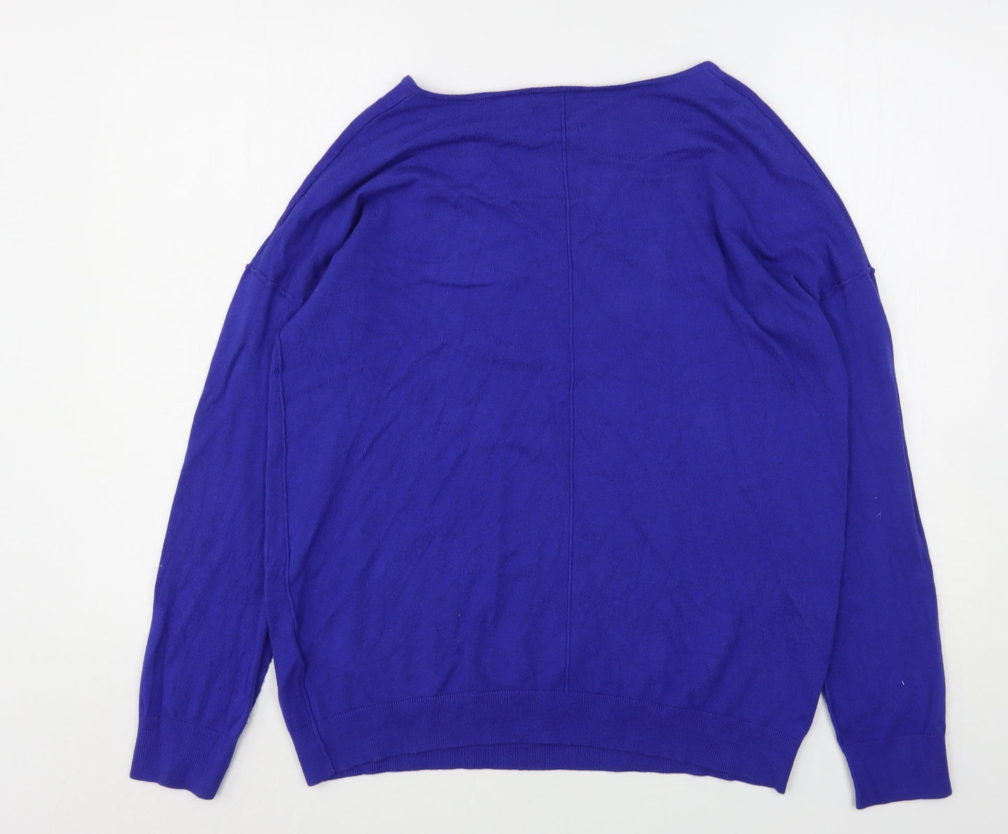 South Womens Blue V-Neck  Viscose Pullover Jumper Size 12