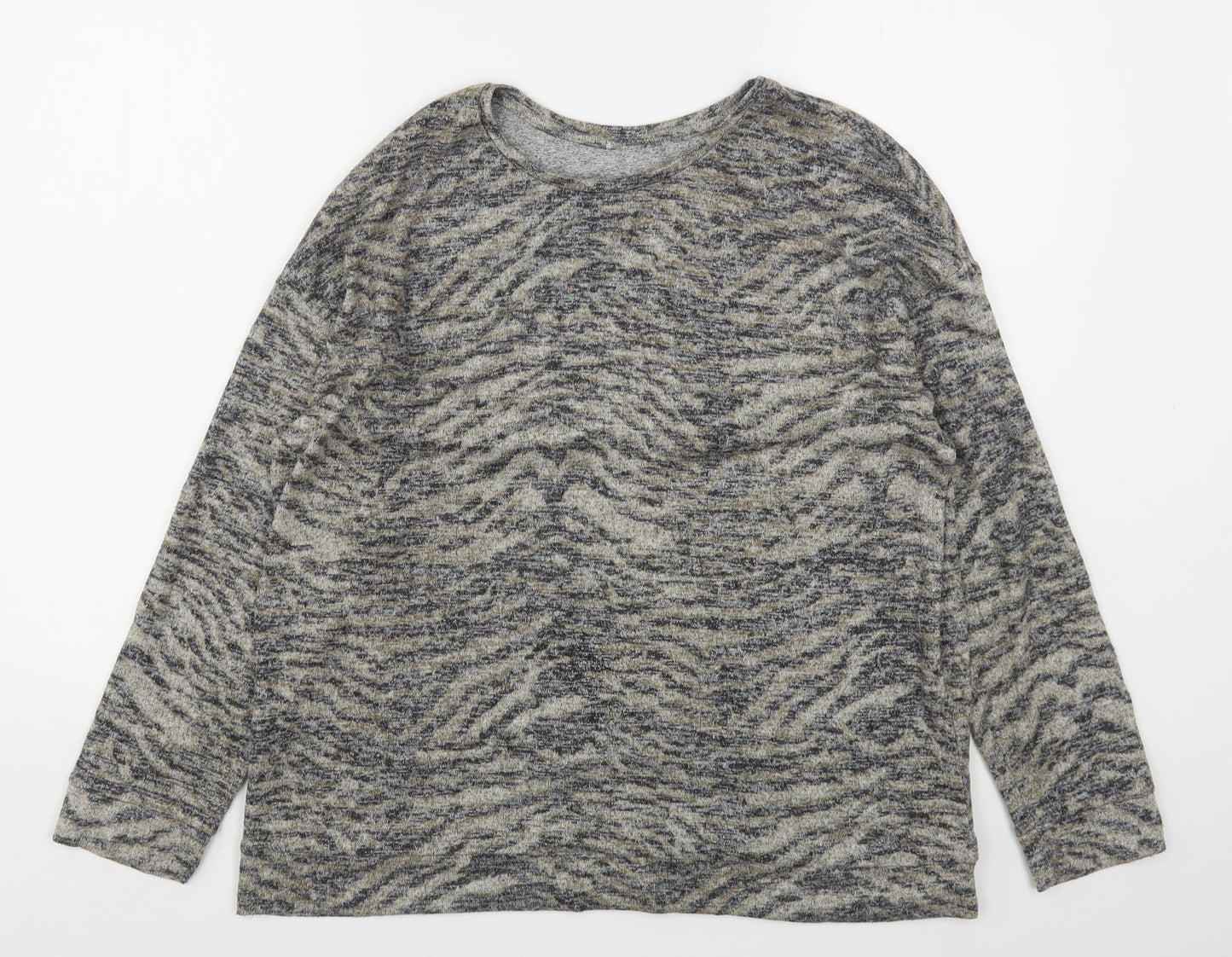 Matalan Womens Gold Round Neck Animal Print Polyester Pullover Jumper Size 16