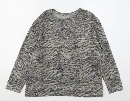 Matalan Womens Gold Round Neck Animal Print Polyester Pullover Jumper Size 16
