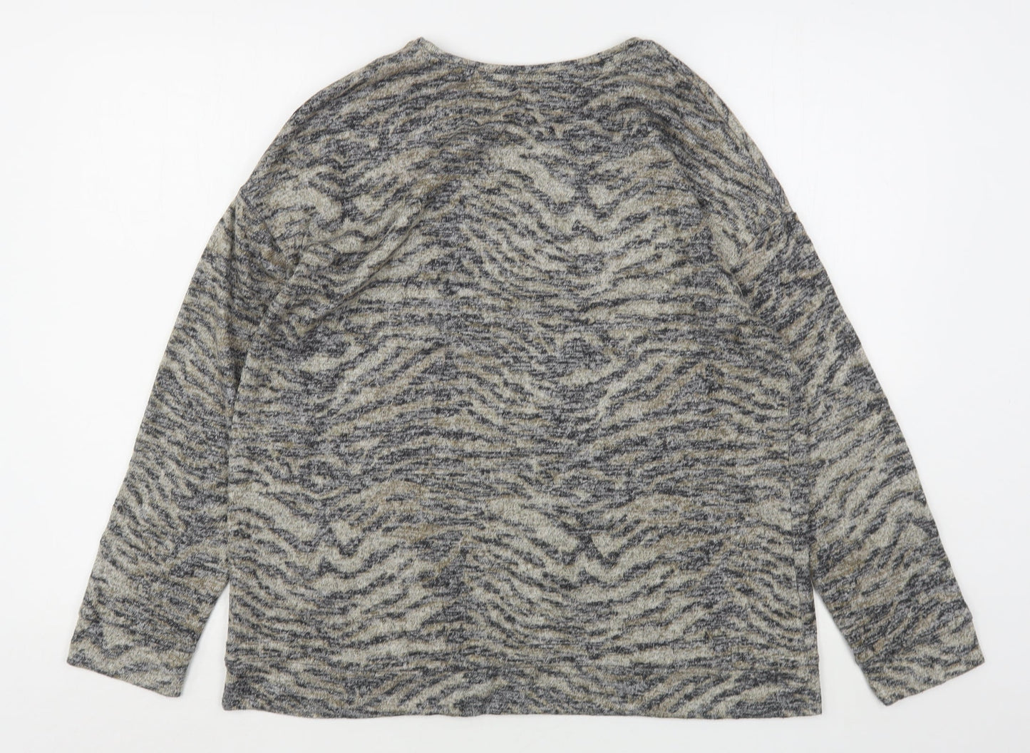 Matalan Womens Gold Round Neck Animal Print Polyester Pullover Jumper Size 16