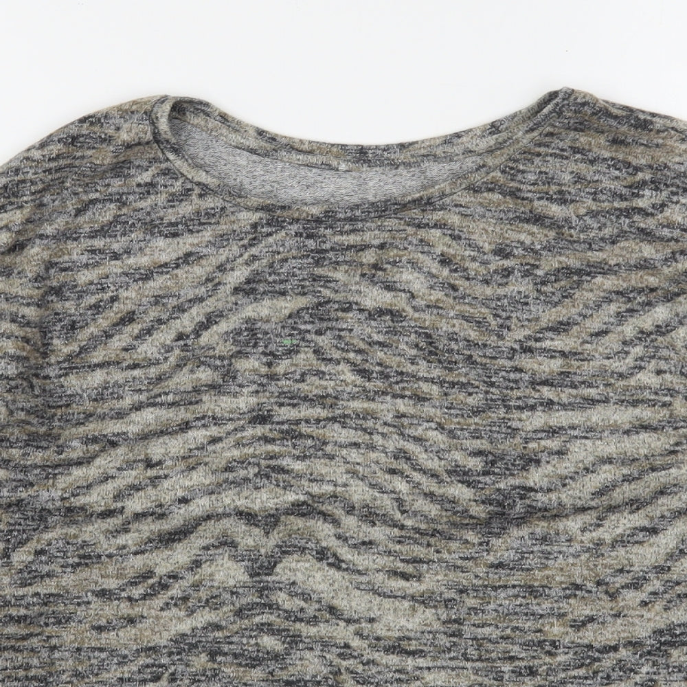 Matalan Womens Gold Round Neck Animal Print Polyester Pullover Jumper Size 16