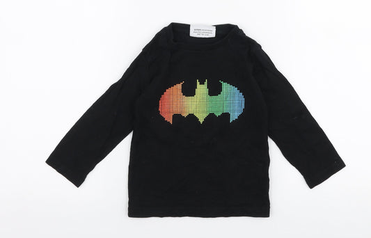 NEXT Boys Black  100% Cotton Pullover T-Shirt Size 18-24 Months Round Neck Pullover - Batman