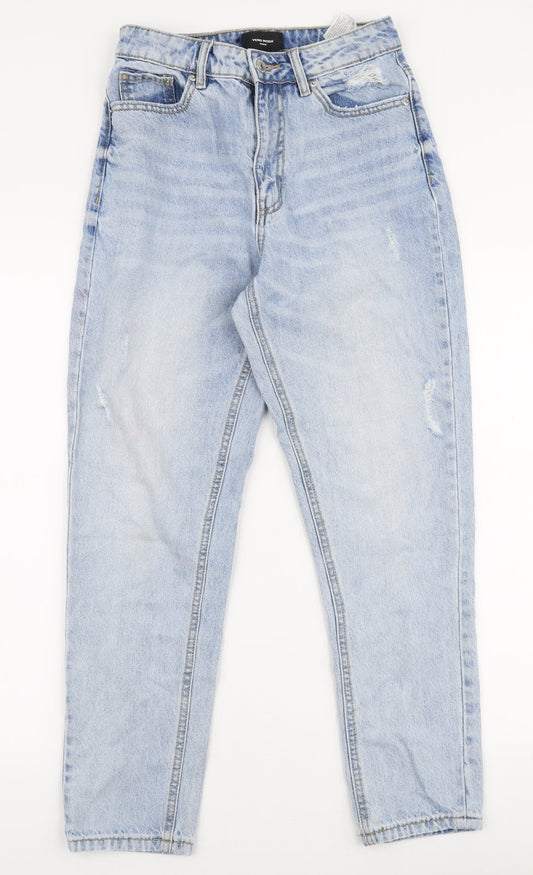 VERO MODA Womens Blue  100% Cotton Straight Jeans Size 25 in L30 in Regular Zip