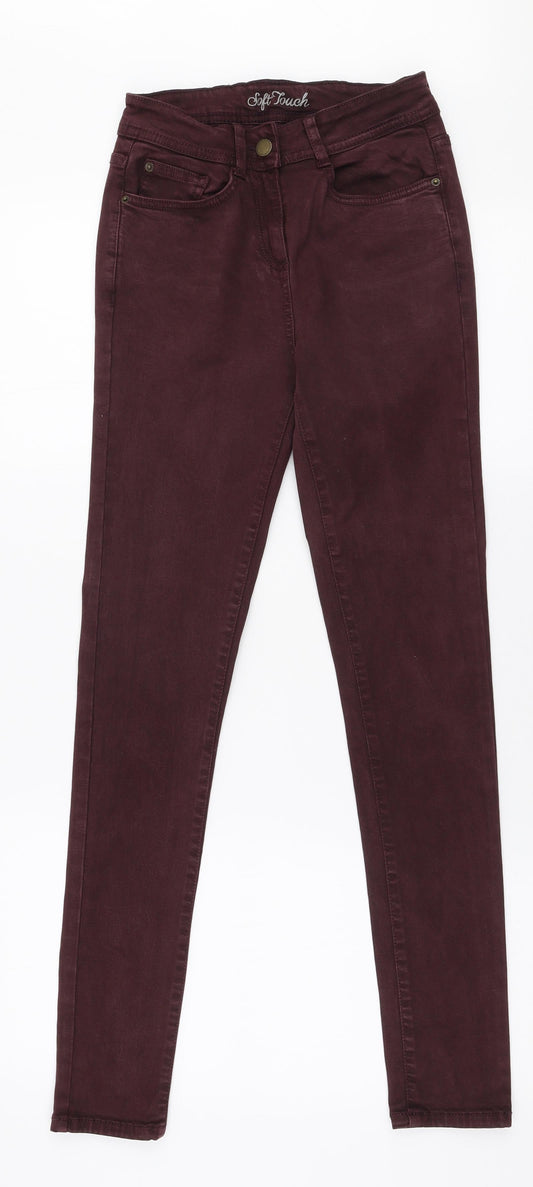NEXT Womens Red  Cotton Skinny Jeans Size 6 L29 in Slim Zip