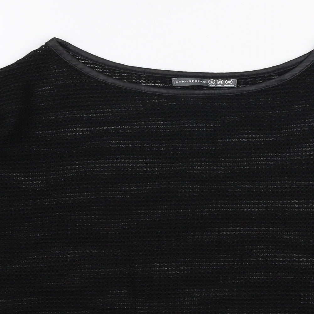 Atmosphere Womens Black Round Neck  Polyester Pullover Jumper Size 6