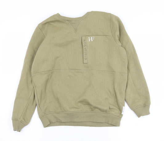 Holyfield Boys Green  Cotton Pullover Sweatshirt Size 10-11 Years   - Logo. 10-12 Years