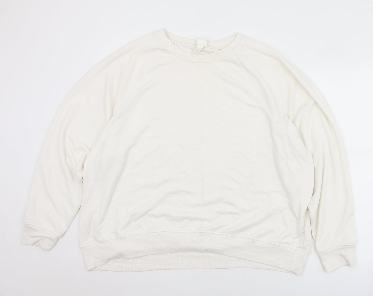 H&M Mens White  Polyester Pullover Sweatshirt Size 2XL