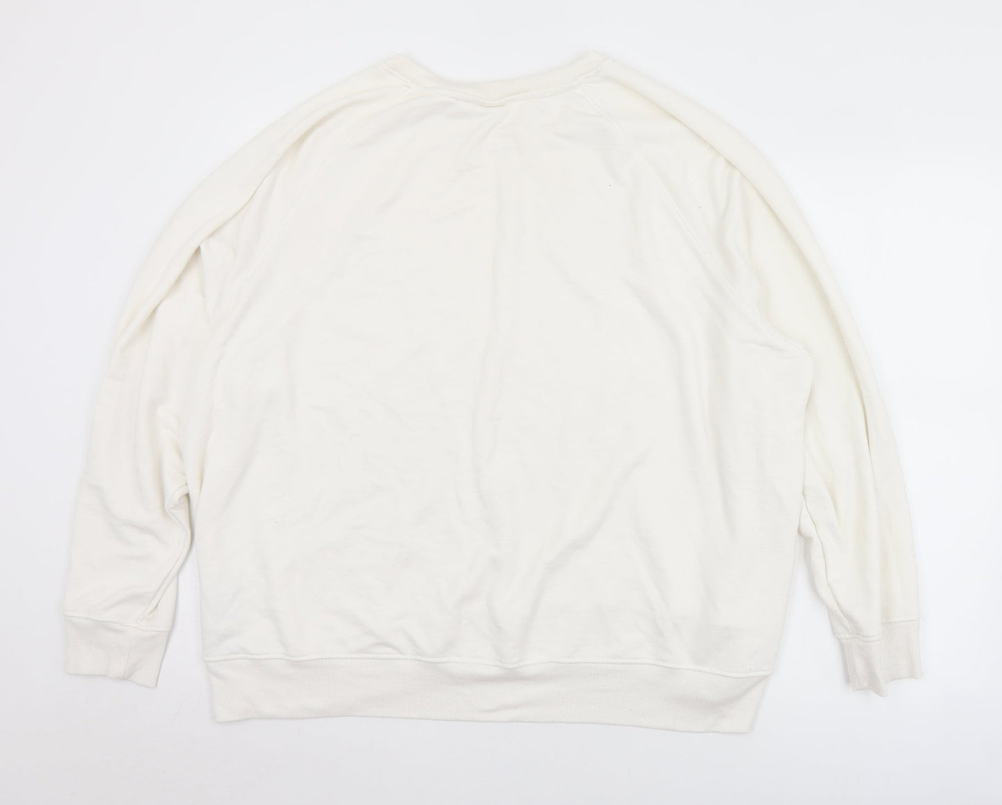 H&M Mens White  Polyester Pullover Sweatshirt Size 2XL