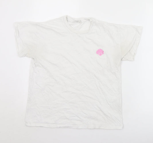 Megan Ellaby Womens White  Cotton Basic T-Shirt Size XS Crew Neck