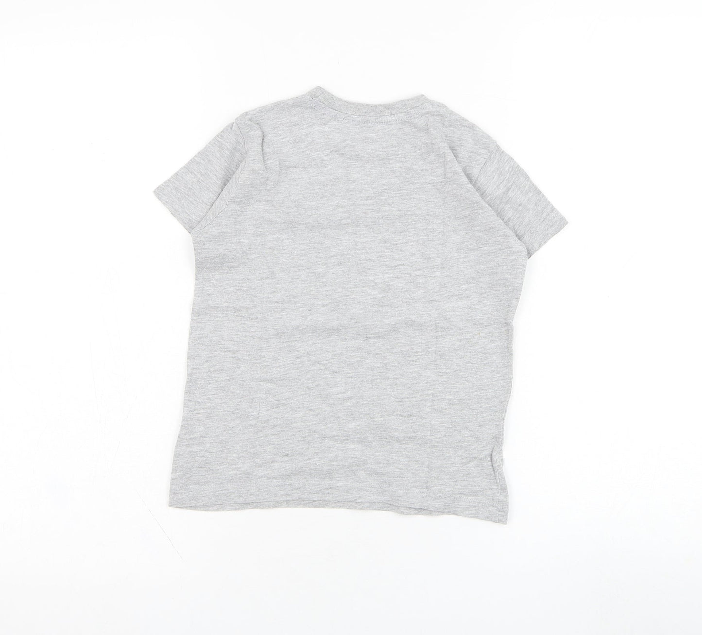 Dunnes Stores Boys Grey  Cotton Basic T-Shirt Size 5 Years Round Neck Pullover - Dinosaur