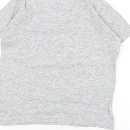 Dunnes Boys Grey  Cotton Basic T-Shirt Size 5 Years Round Neck Pullover - Dinosaur