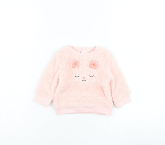 NEXT Girls Pink  Polyester Pullover Jumper Size 3-6 Months  Pullover - Rabbit