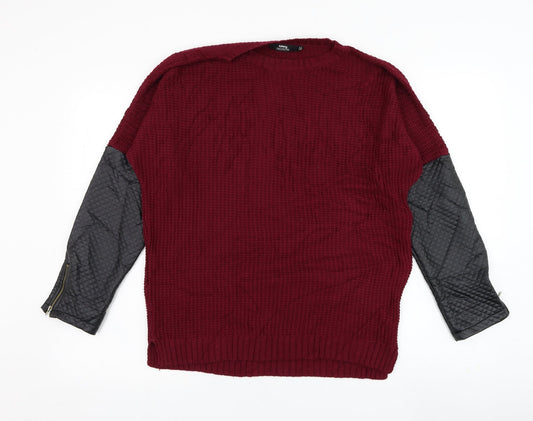 Tiffany Womens Red Round Neck  Acrylic Pullover Jumper Size M