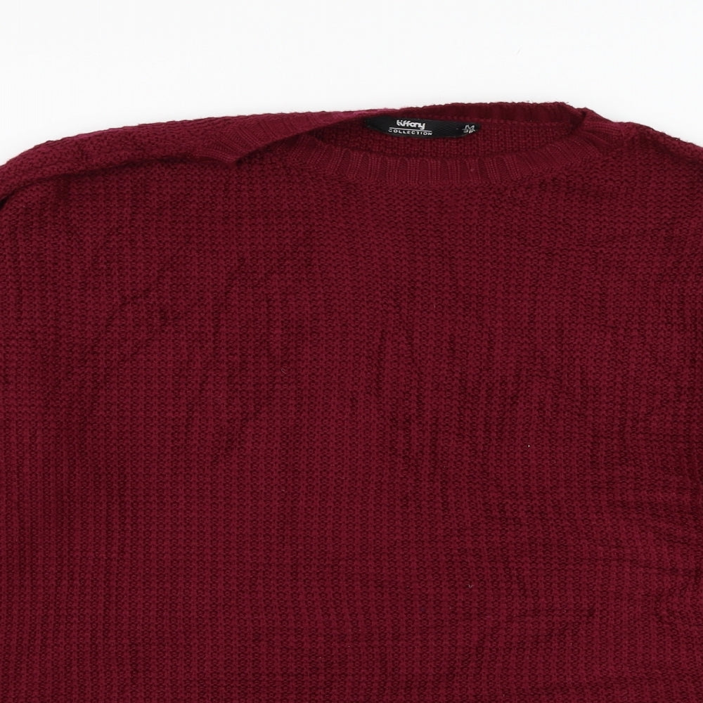 Tiffany Womens Red Round Neck  Acrylic Pullover Jumper Size M