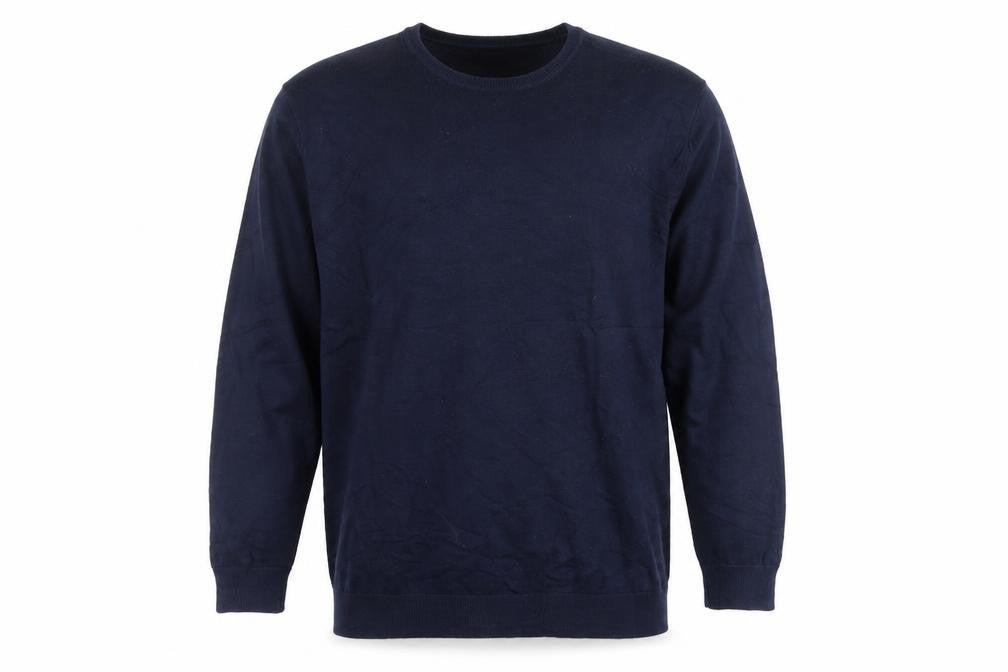 LFTMAN Mens Blue Round Neck  Cotton Pullover Jumper Size 2XL