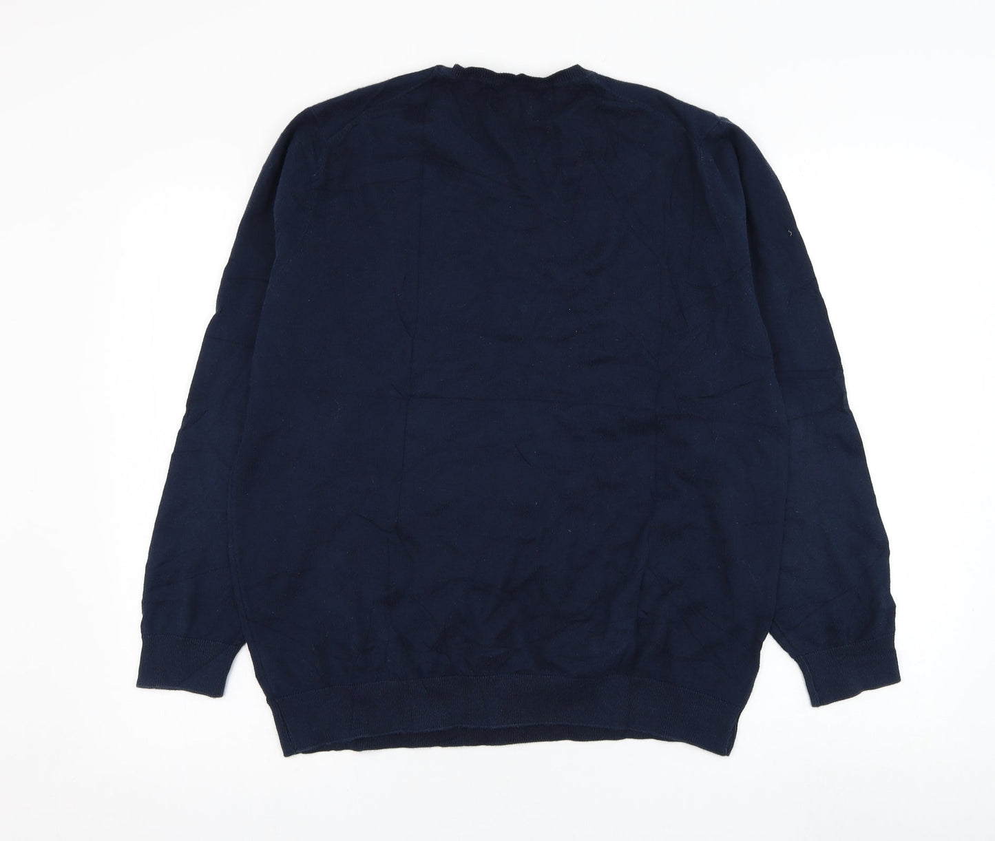 LFTMAN Mens Blue Round Neck  Cotton Pullover Jumper Size 2XL