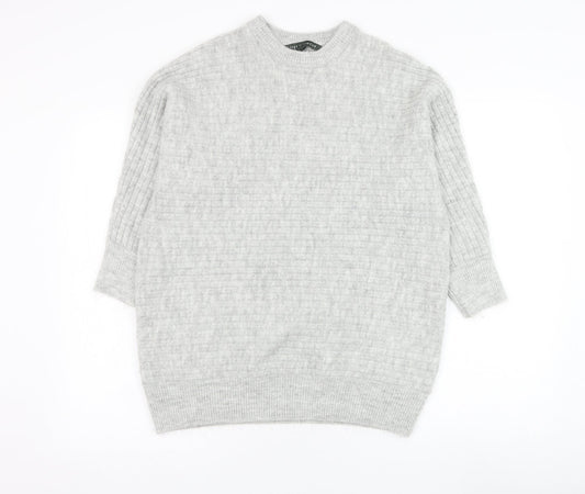 Bonmarché Womens Grey Round Neck  Acrylic Pullover Jumper Size 14