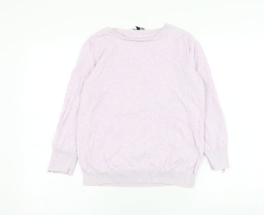 Warehouse Womens Purple Round Neck  Cotton Pullover Jumper Size 12