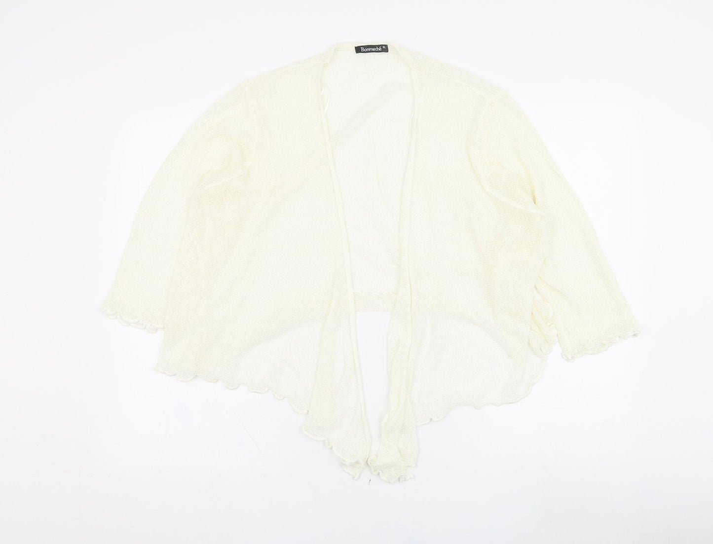 Bonmarché Womens Ivory Square Neck  Acrylic Cardigan Jumper Size XL