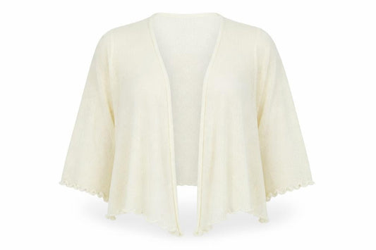 Bonmarché Womens Ivory Square Neck Acrylic Cardigan Jumper Size XL