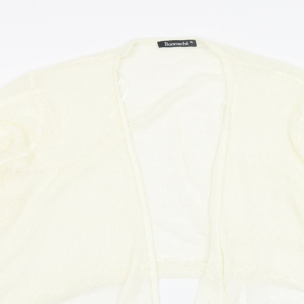 Bonmarché Womens Ivory Square Neck  Acrylic Cardigan Jumper Size XL
