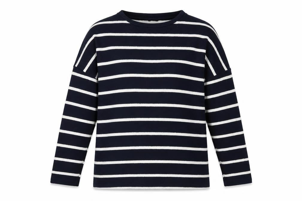 F&F Womens Blue Round Neck Striped Viscose Pullover Jumper Size 14