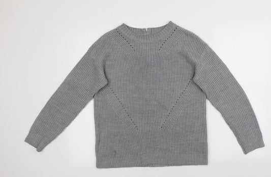 Preworn Womens Grey Round Neck  Acrylic Pullover Jumper Size 12