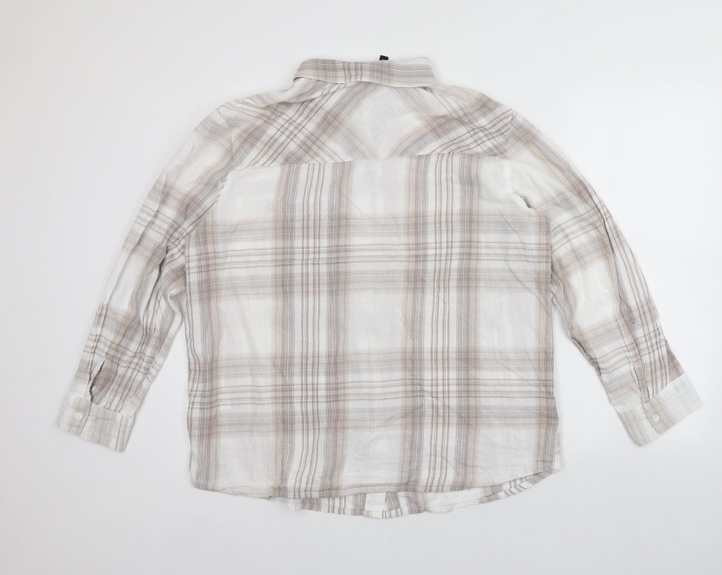 Divided Womens Multicoloured Plaid Cotton Basic Button-Up Size L Collared